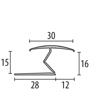 Teppalisti samfellanlegur 15/16mm - 4mm Eðalstál Silver ( 383sbs )