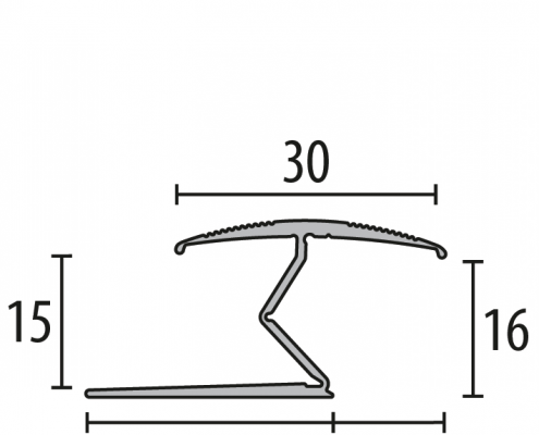 Teppalisti samfellanlegur 15/16mm - 4mm Eðalstál Silver ( 383sbs )