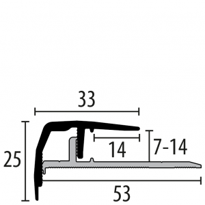 Tröppunef f. 7 - 14mm silfur eik H30 og ljós eik H33 ( 510H )